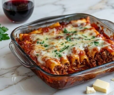 Giada Beef and Cheese Manicotti