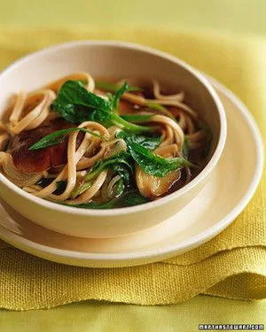 Martha Stewart udon noodles with shiitake mushrooms in ginger broth
