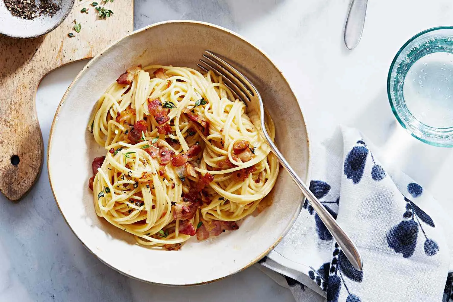 Martha Stewart Bacon Pasta with Cheese Sauce and Thyme