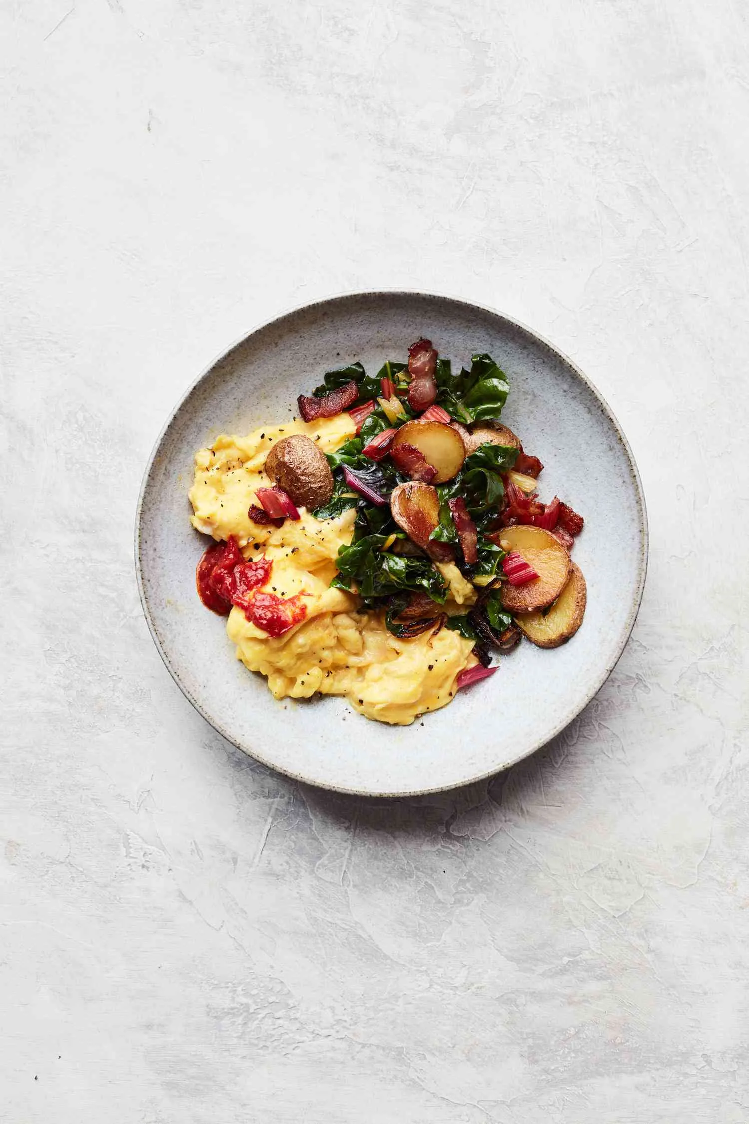 Martha Stewart Bacon, Potato, and Swiss Chard Scramble