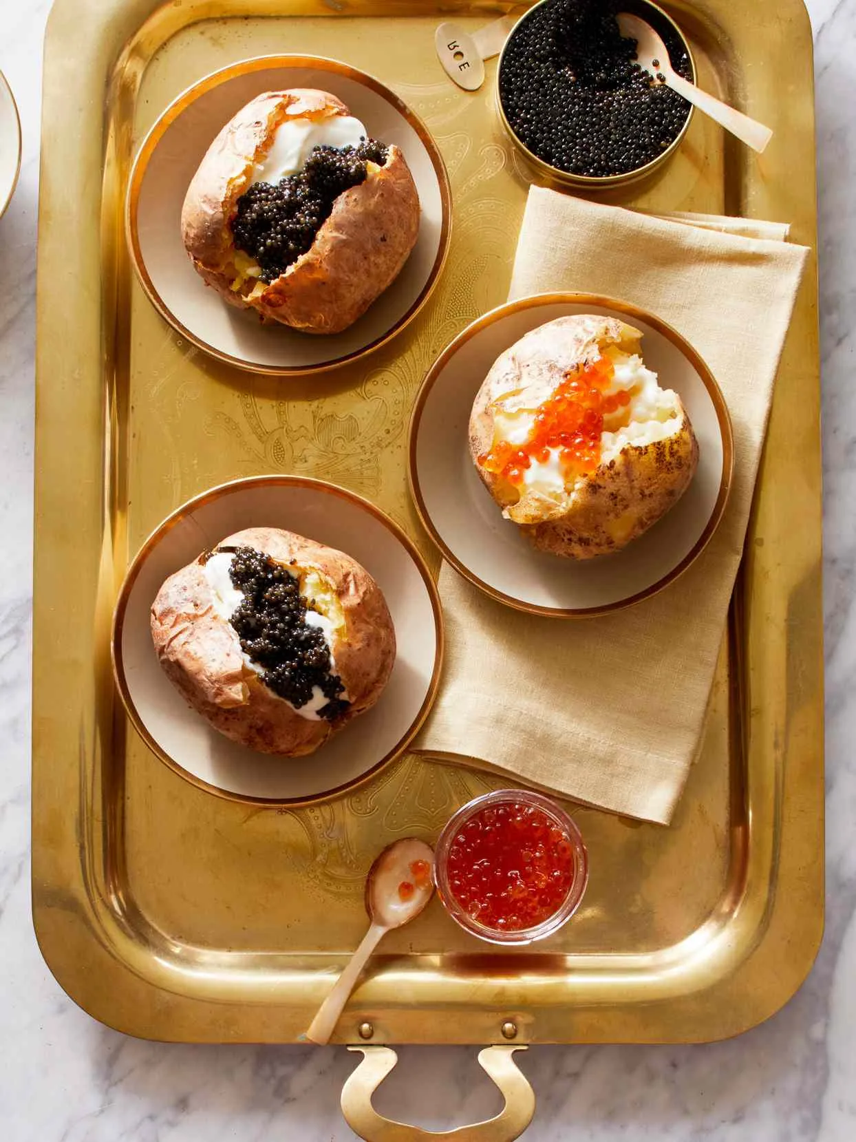 Martha Stewart Baked Potatoes with Créme Fraiche and Caviar