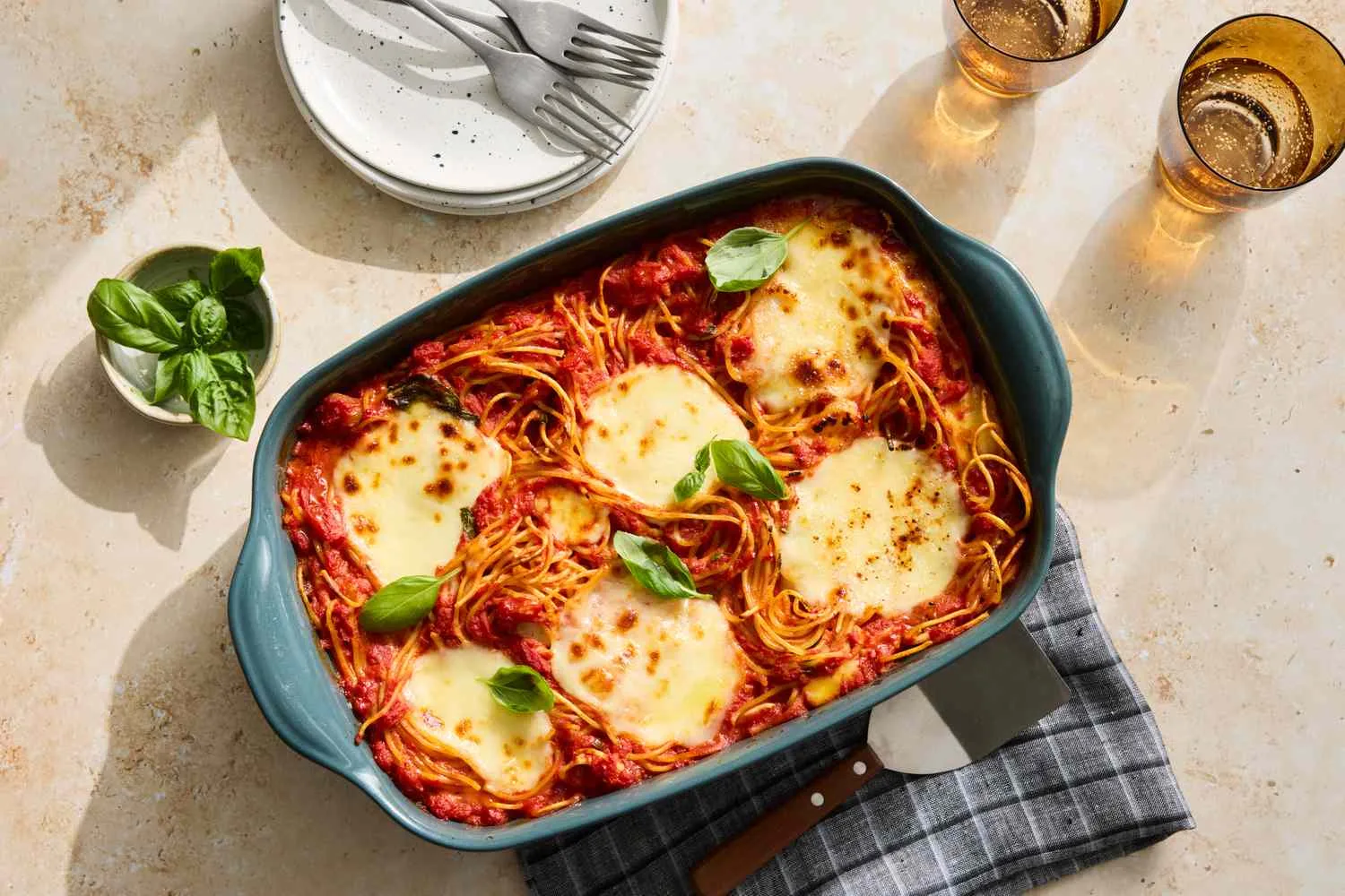 Martha Stewart Baked Spaghetti and Mozzarella