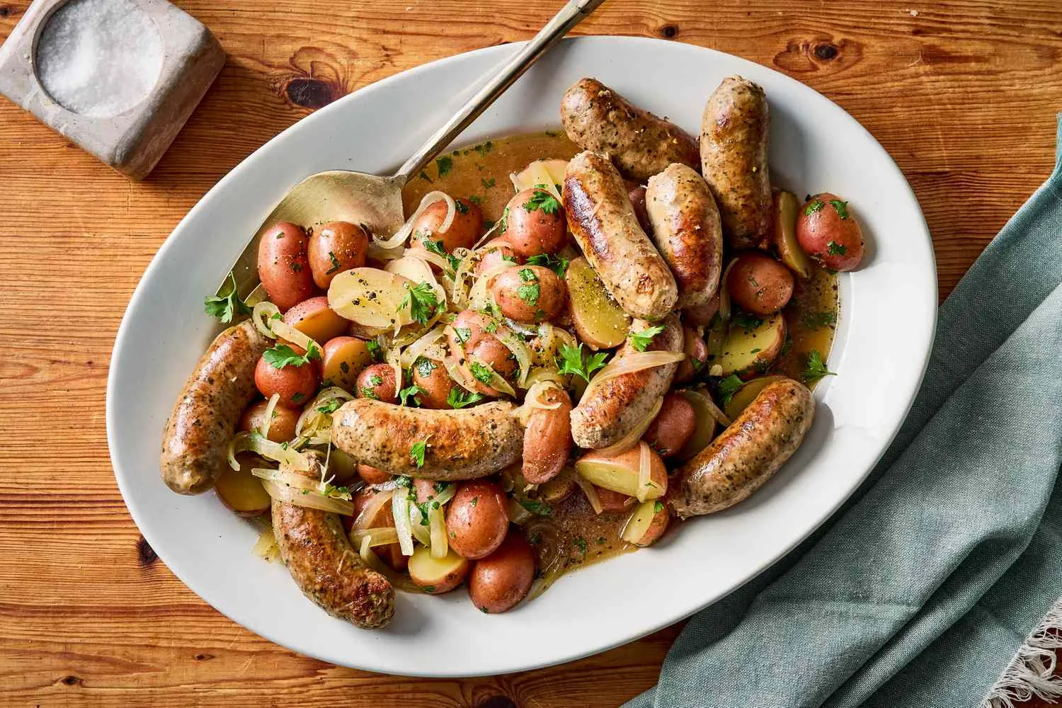 Martha Stewart Beer-Braised Sausages with Warm Potato Salad