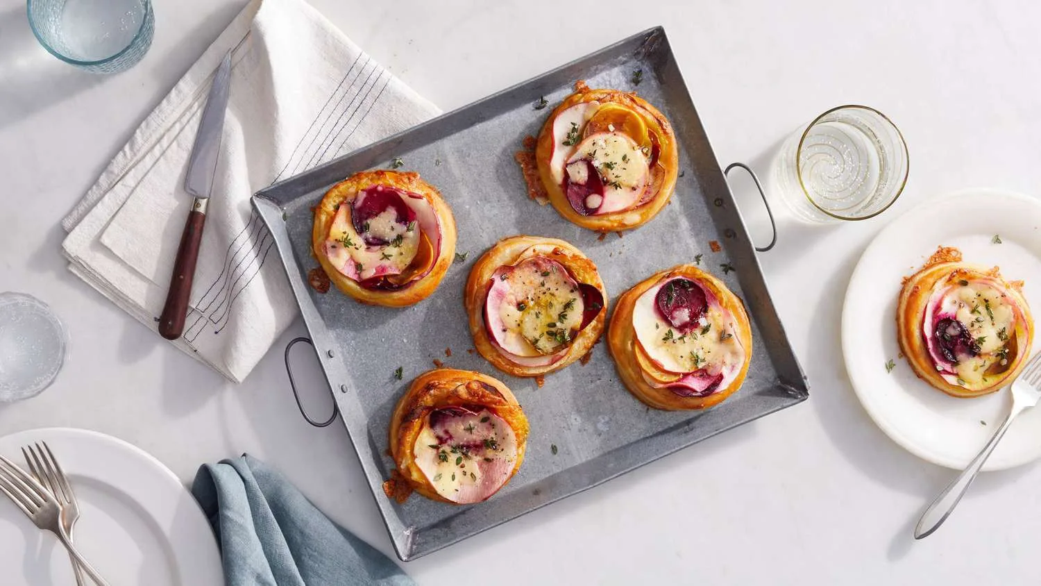 Martha Stewart Beet, Cheddar, and Apple Tarts