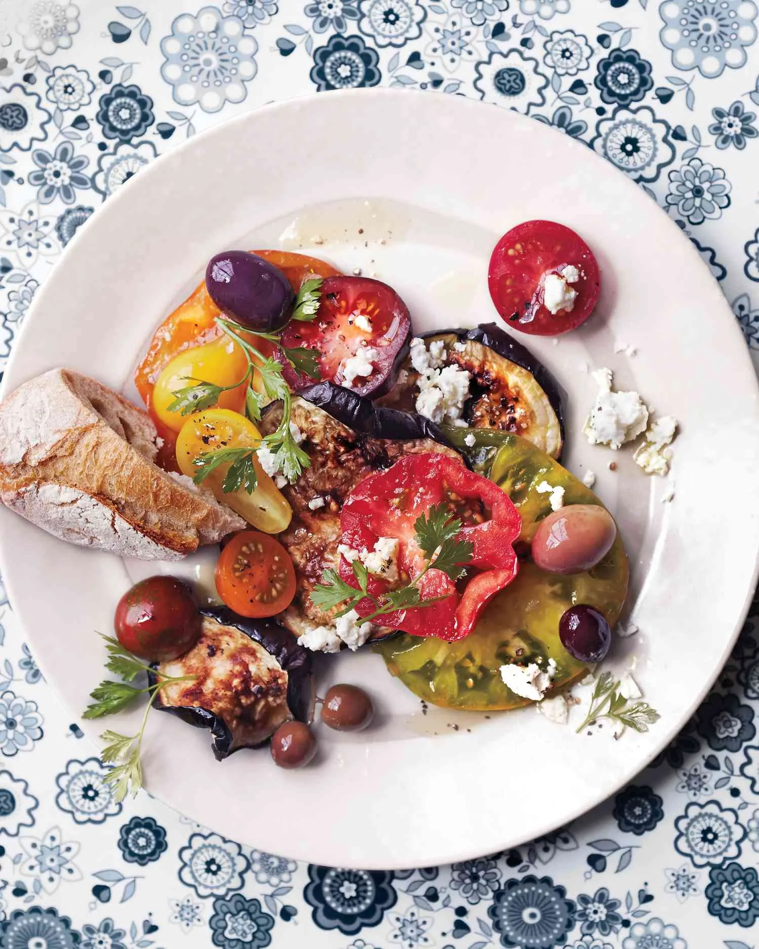 Martha Stewart Blistered Eggplant with Tomatoes, Olives, and Feta