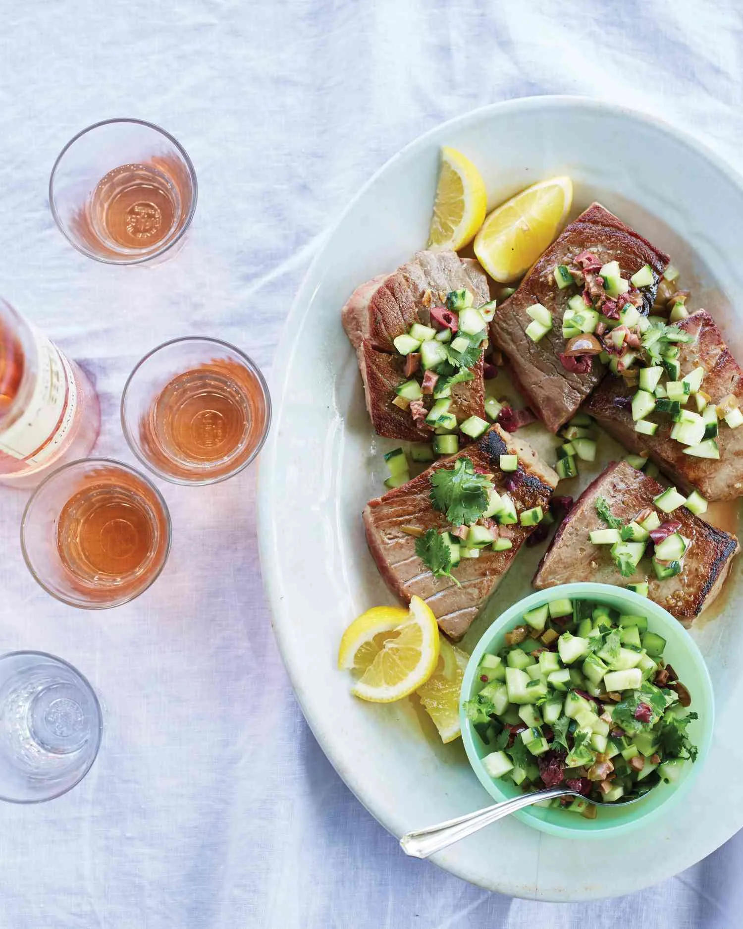Martha Stewart Bluefin Tuna with Olive, Cucumber, and Cilantro Relish